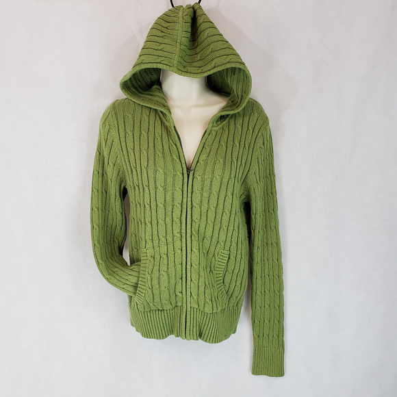 Hooded Cardigan Sweater Zip Front 